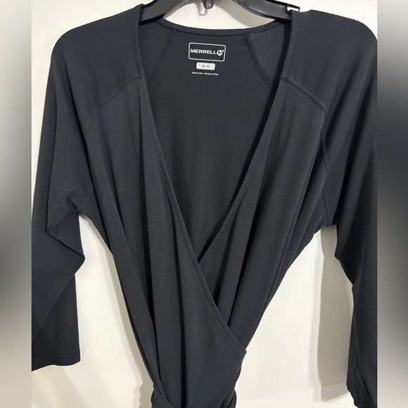 Merrell Black 3/4 sleeve wrap dress Size Medium - Picture 5 of 7